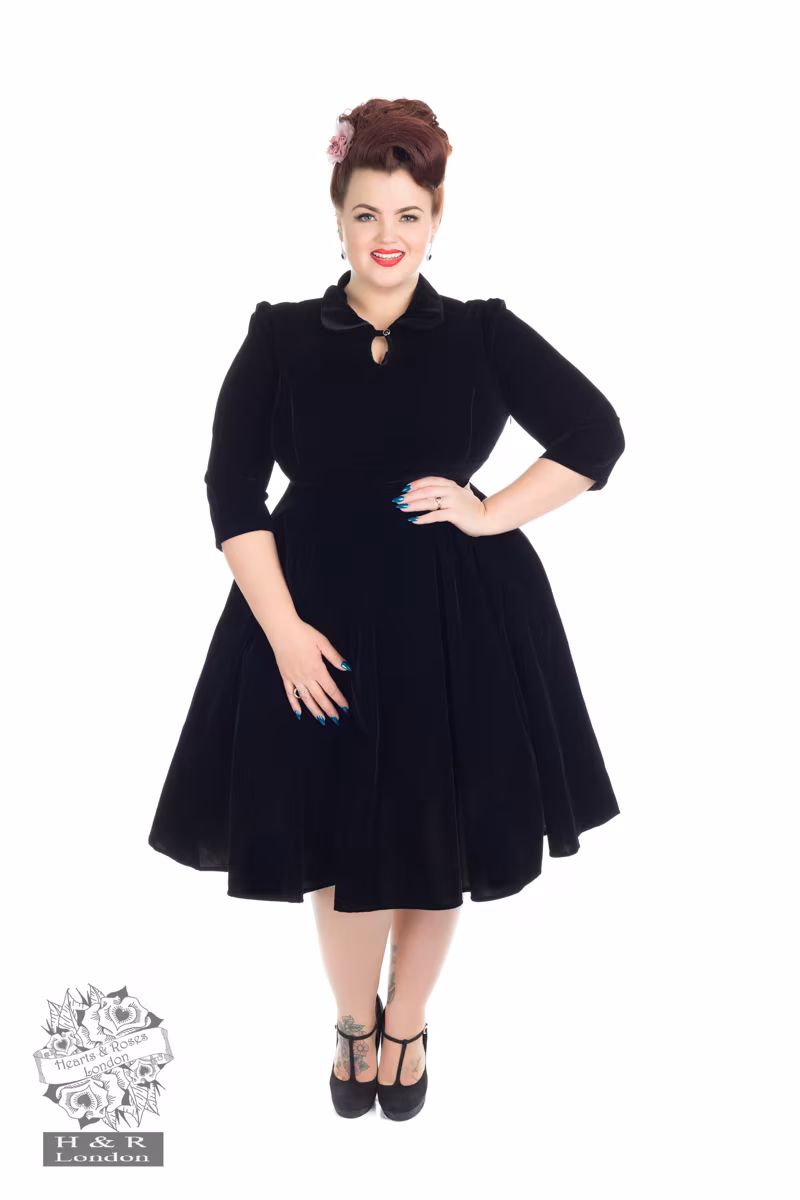 Glamorous Velvet Tea Dress In Black