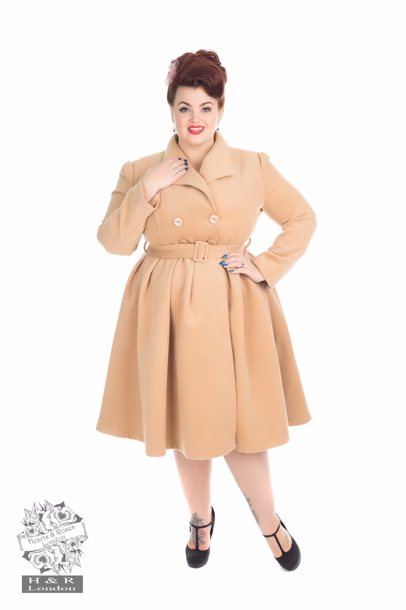 Camel Brown Vintage Swing Coat
