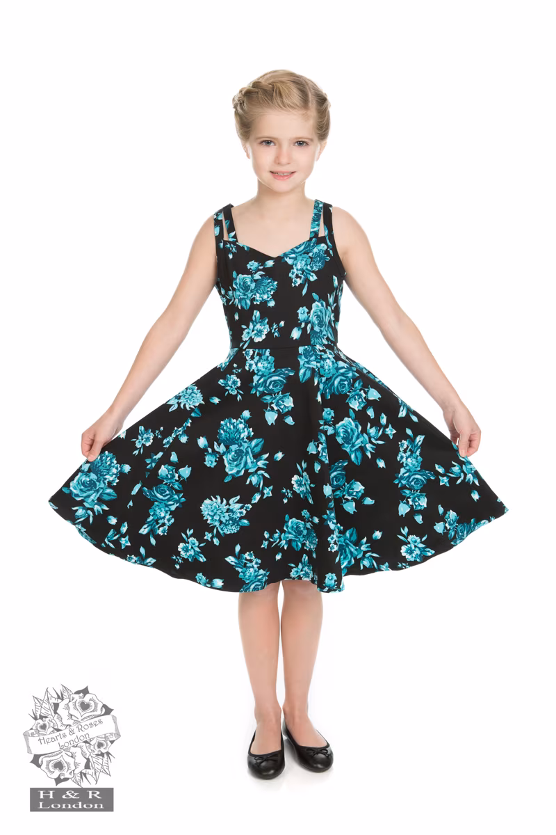 Girls Black Rosaceae Swing Dress