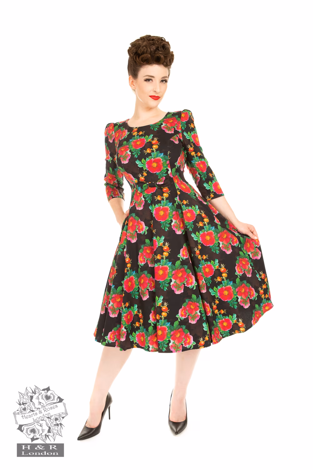 Berry Floral Swing Dress