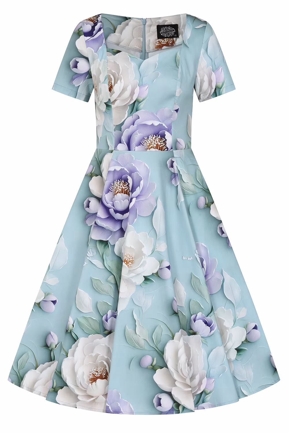 Lavender Peony Swing Dress in Plus Size