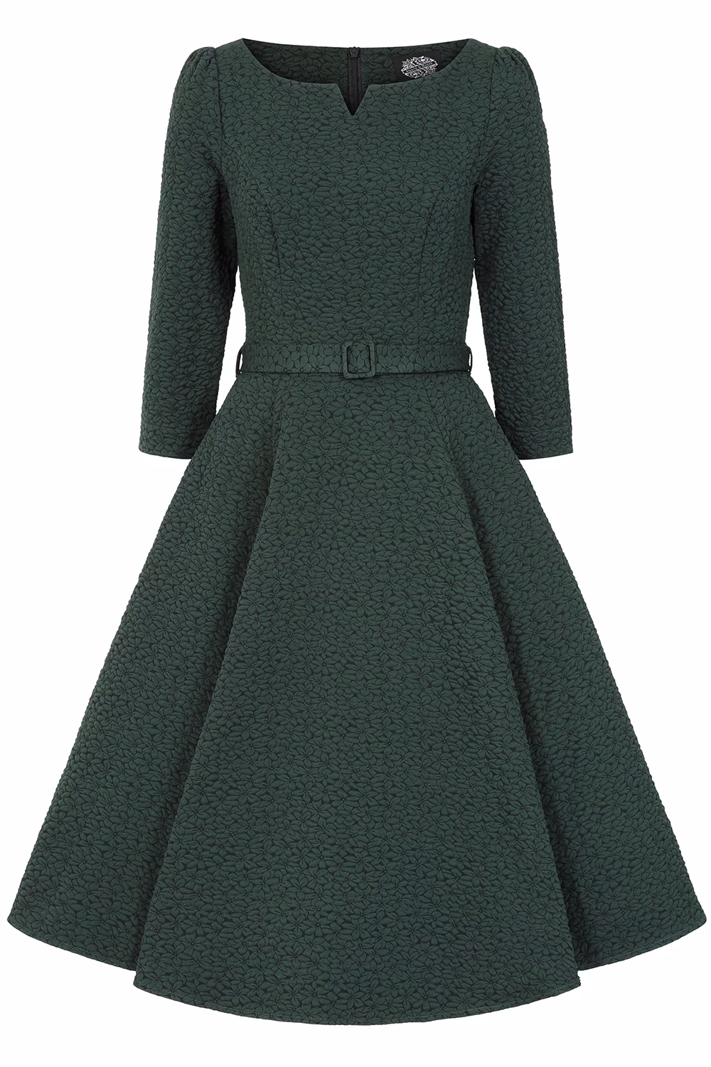 Gladys Embossed Floral Swing Dress in Plus Size