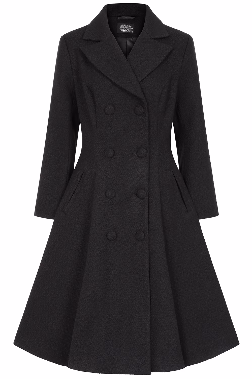 Margo Black Weave Swing Coat in Extended Sizing