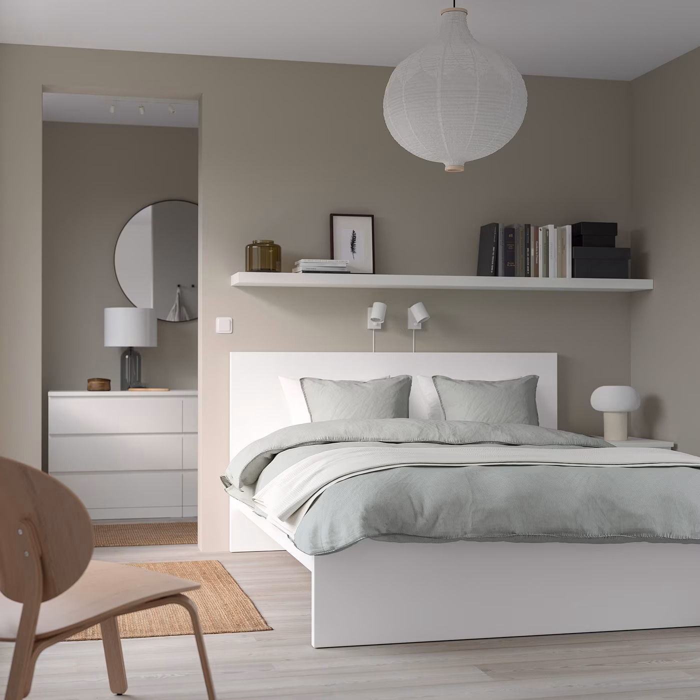 MALM bed frame, white/Lönset, King