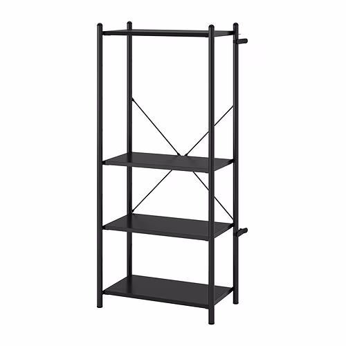 FRÖSKELÅS - storage unit, black, 63x35x141 cm