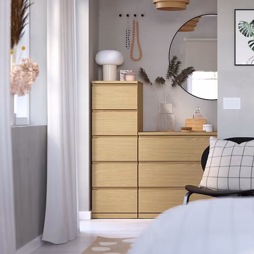 STORKLINTA - chest of 5 drawers, oak effect, 40x50x120 cm