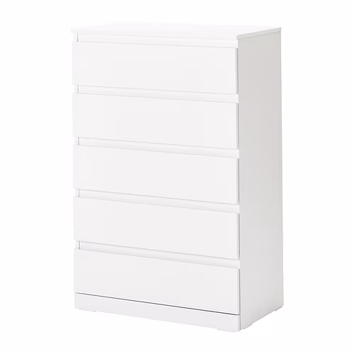 LILLBERGET - chest of 5 drawers, white, 70x43x108 cm