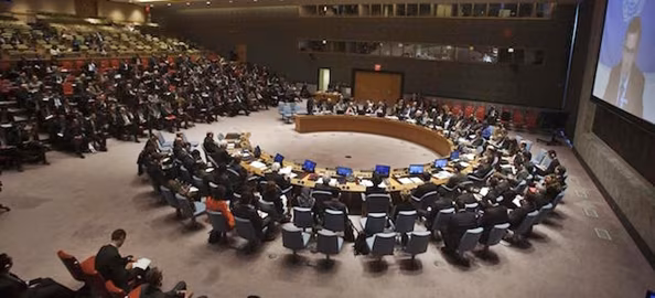 UN Security Council is pictured during a meeting about the situation in Libya in Manhattan