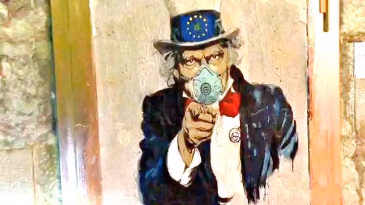 Coronavirus, murales di TvBoy