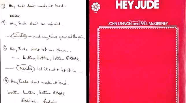 manoscritto di Hey Jude