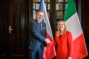 Petr Fiala e Giorgia Meloni