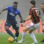 Bonucci e Romagnoli in azione contro Caicedo della Lazio.