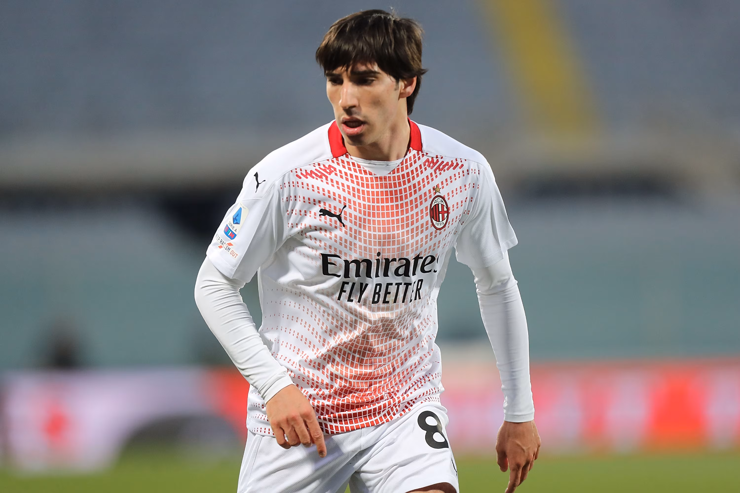 Sandro Tonali in campo durante Fiorentina-Milan