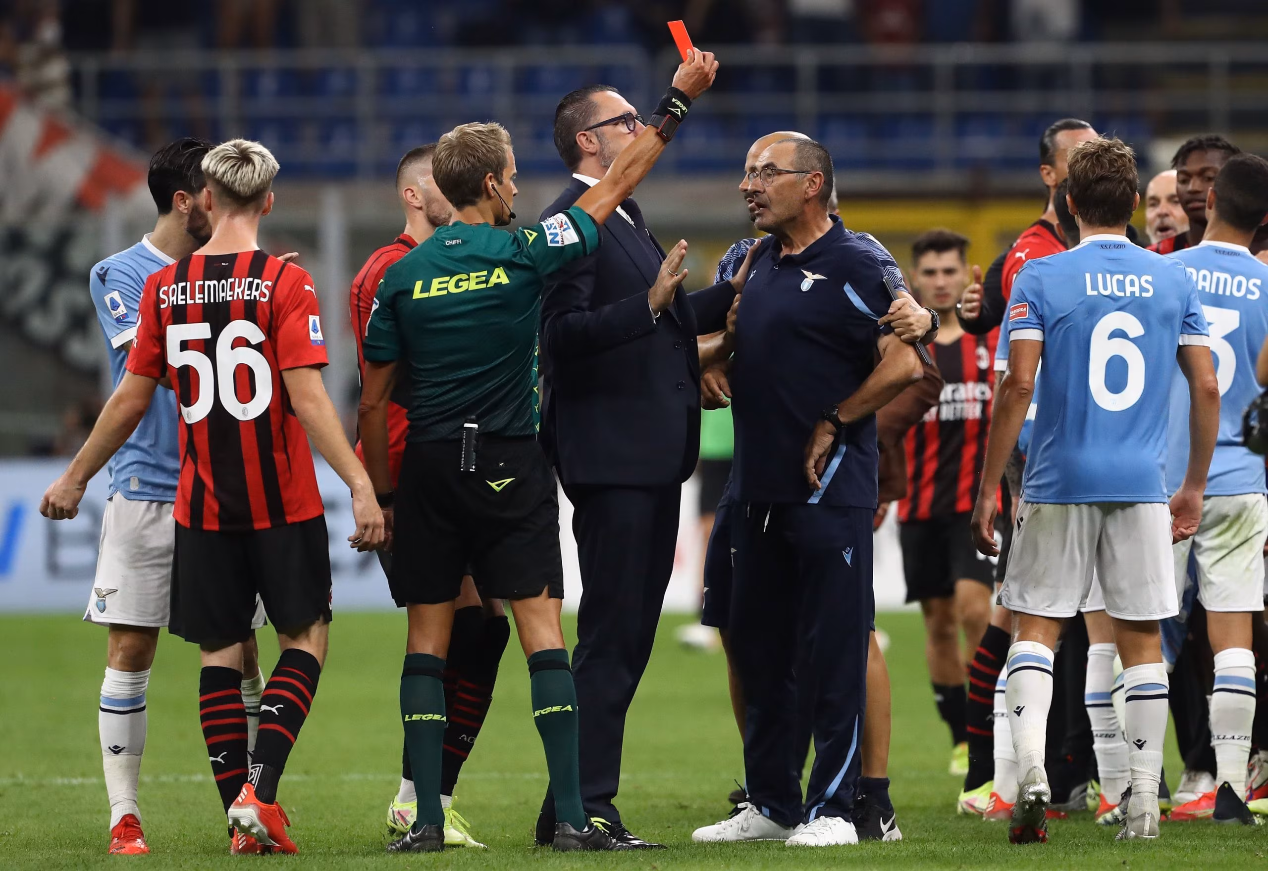 Sarri espulso durante Milan-Lazio