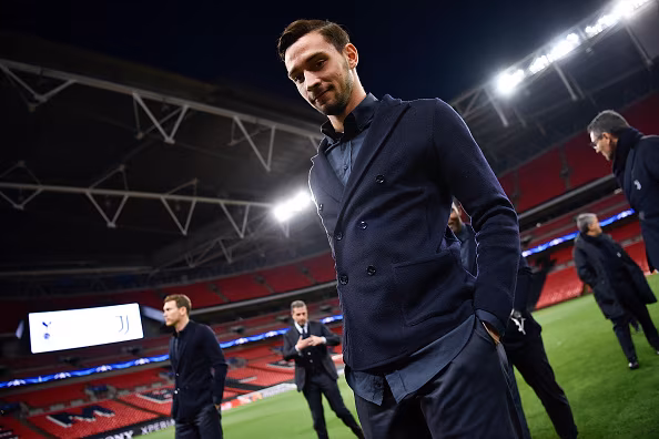 Mattia De Sciglio durante il walk-around a Wembley nella vigilia di Tottenham-Juve