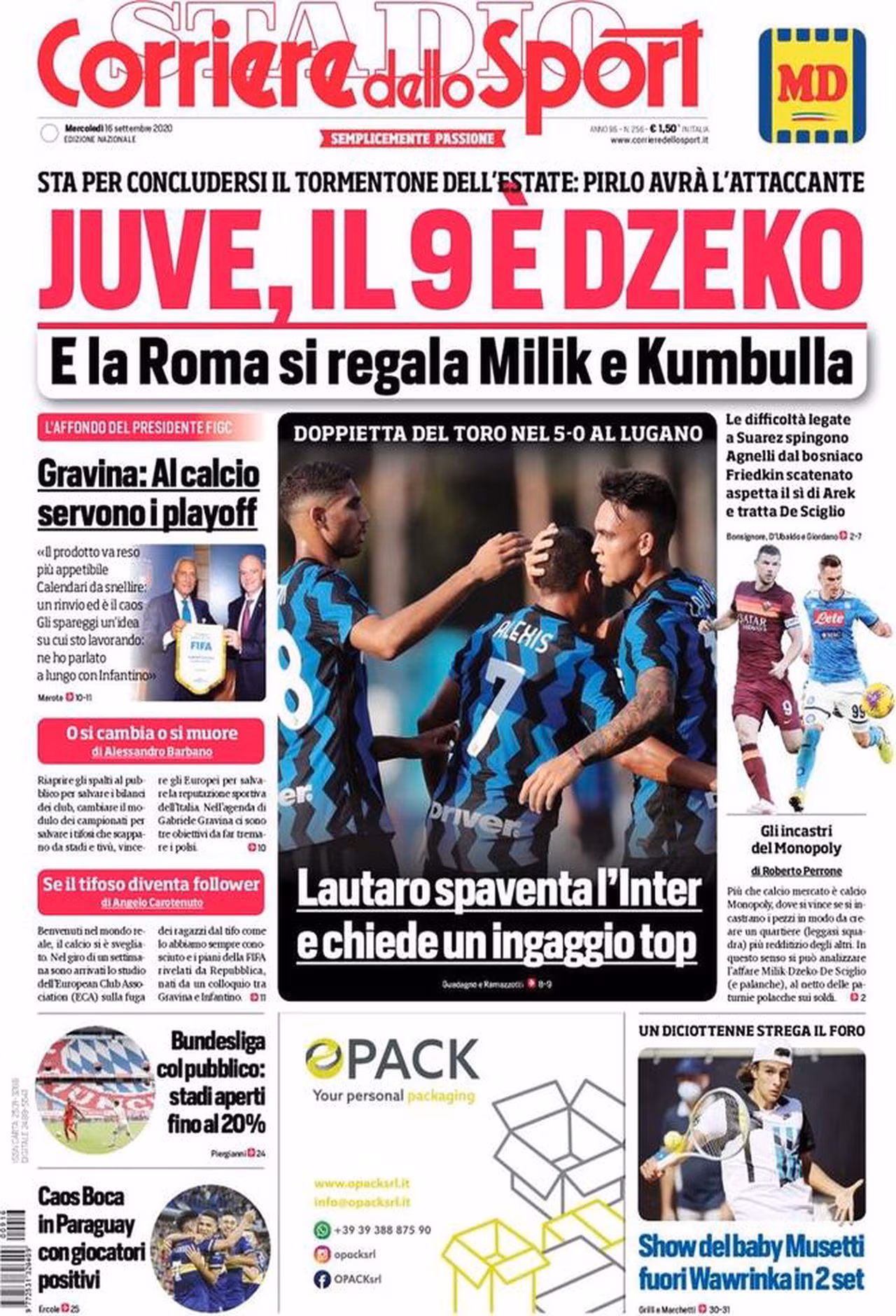 Prima pagina Corriere
