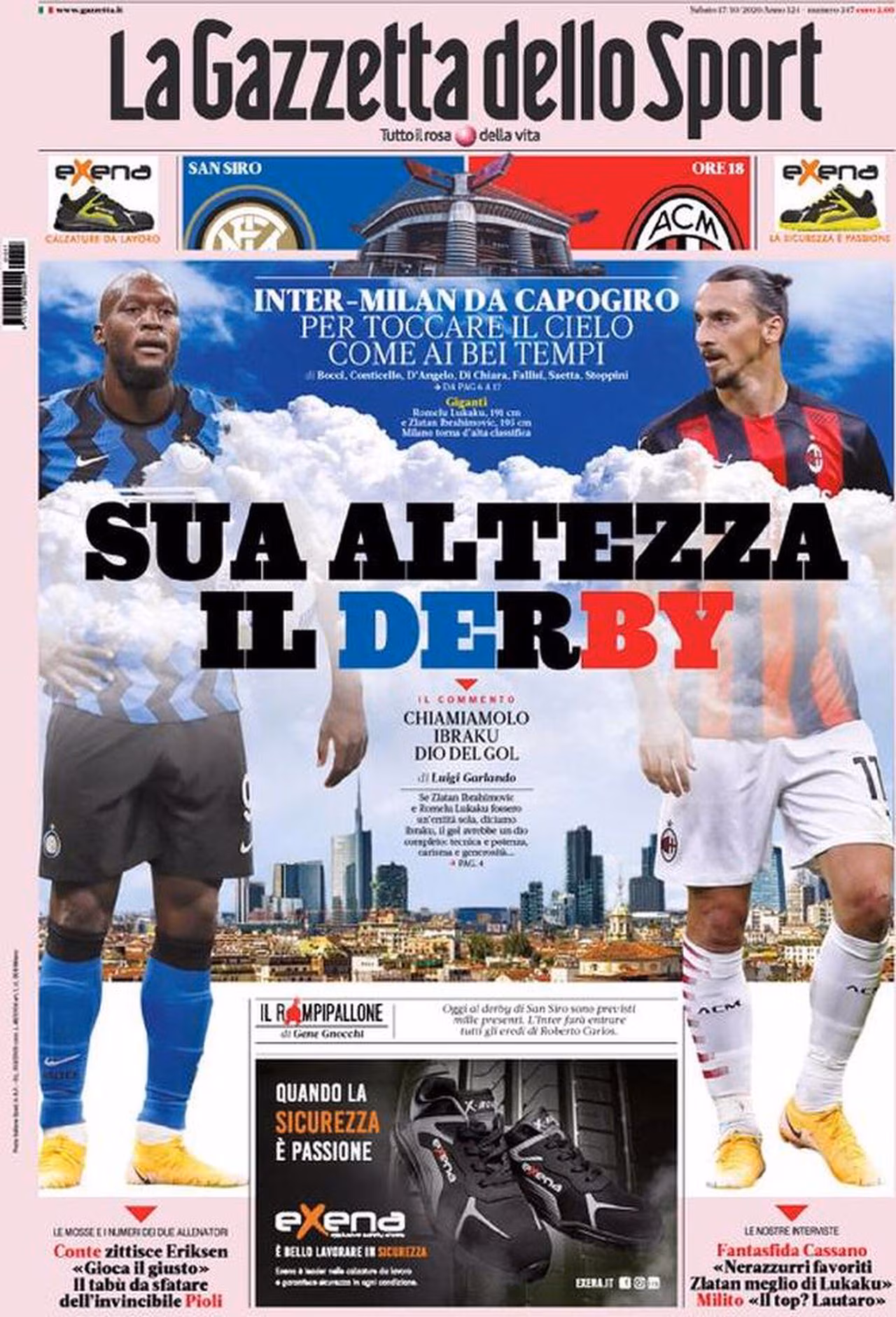 Prima pagina Gazzetta 17-10-2020