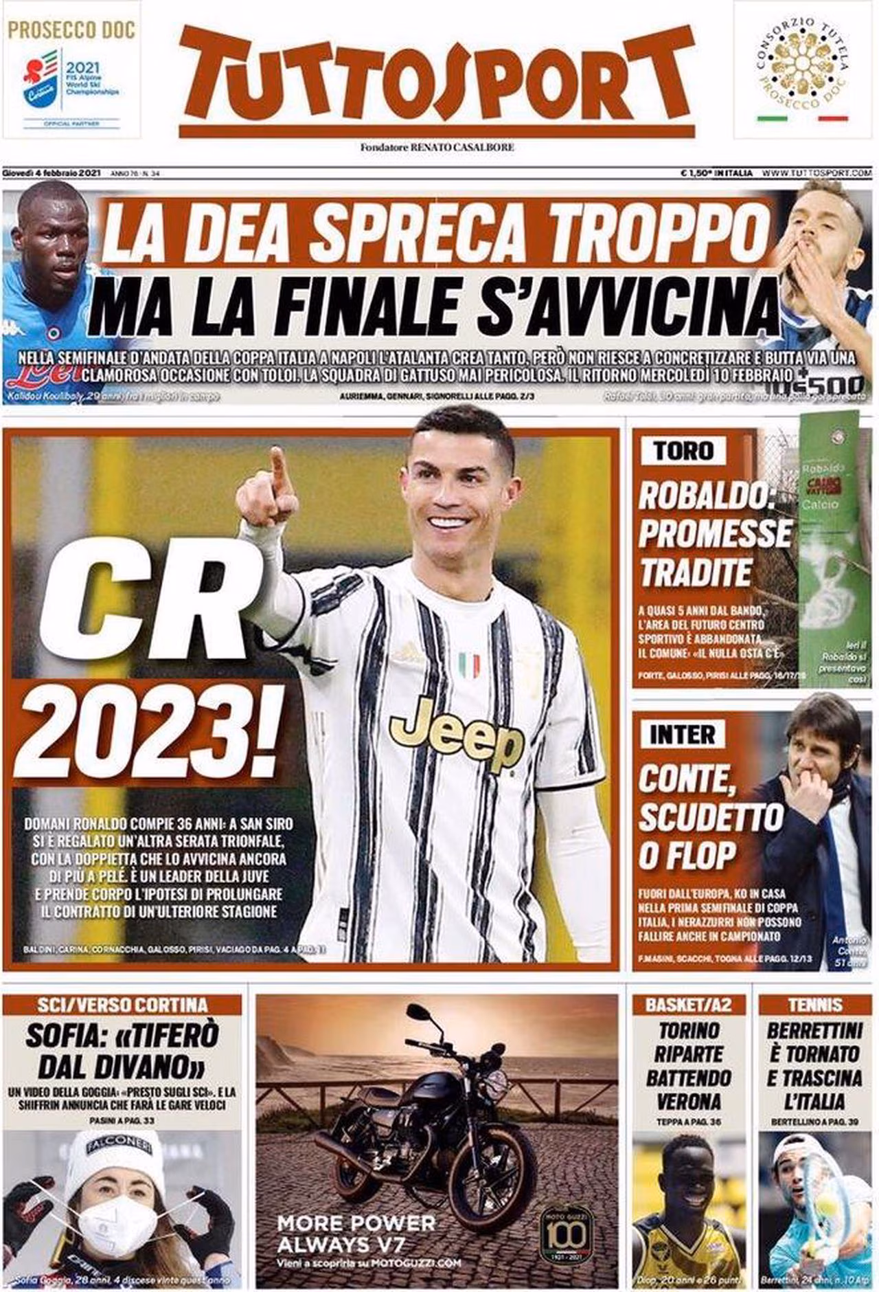 Prima pagina TuttoSport 04-02-2021