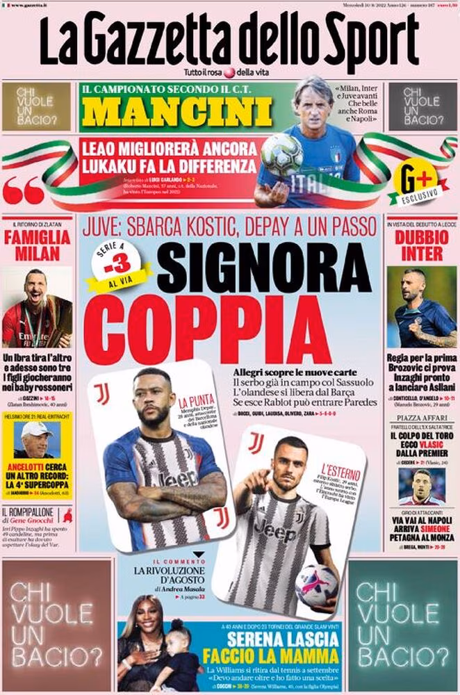 Gazzetta dello Sport prima pagina