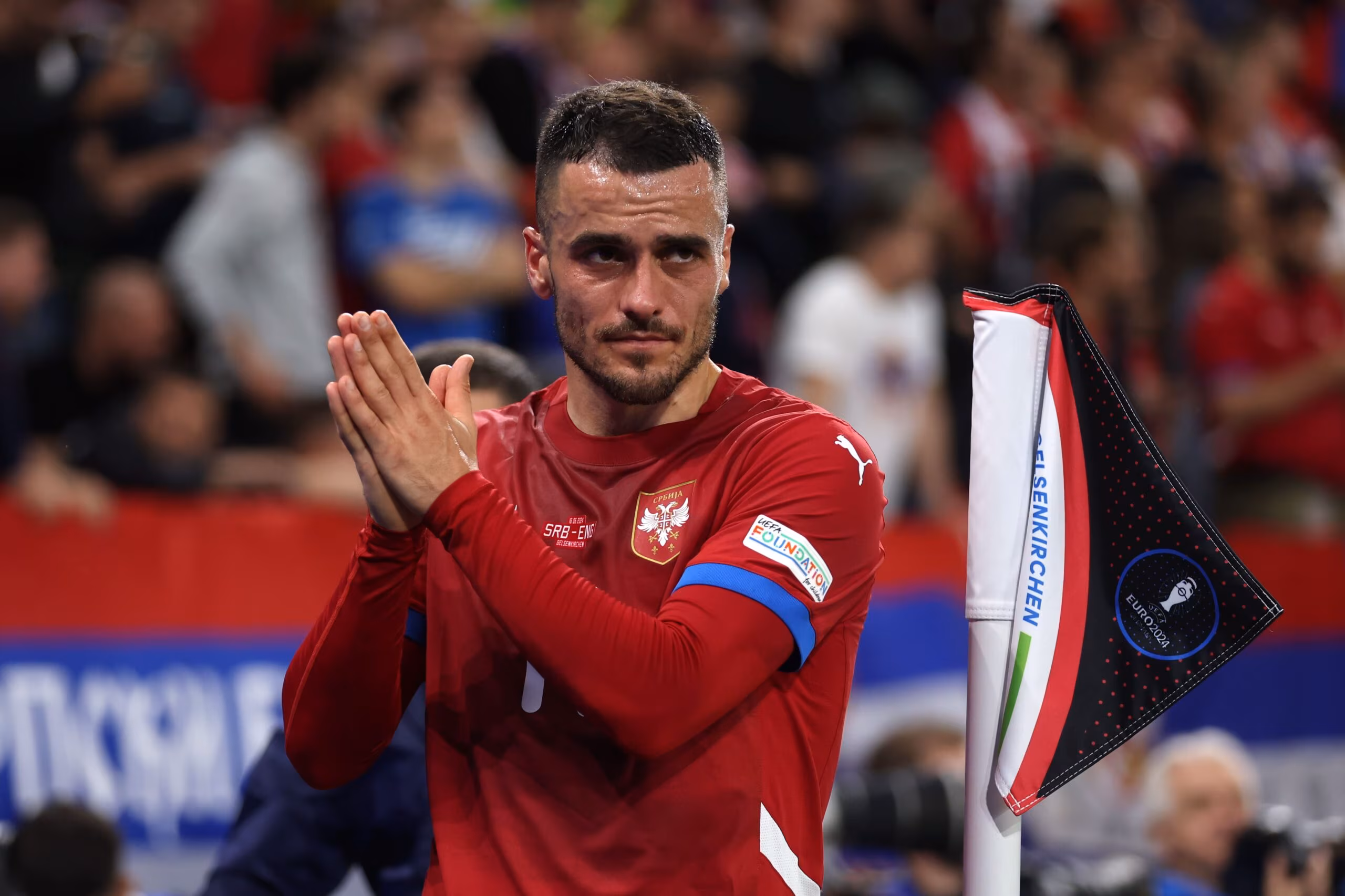 Il giocatore della Juve Filip Kostic con la maglia della Serbia