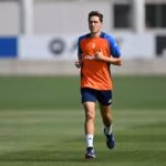 Il giocatore della Juve Federico Chiesa mentre si allena