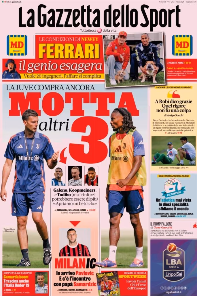 La Gazzetta dello Sport del 19 luglio 2024