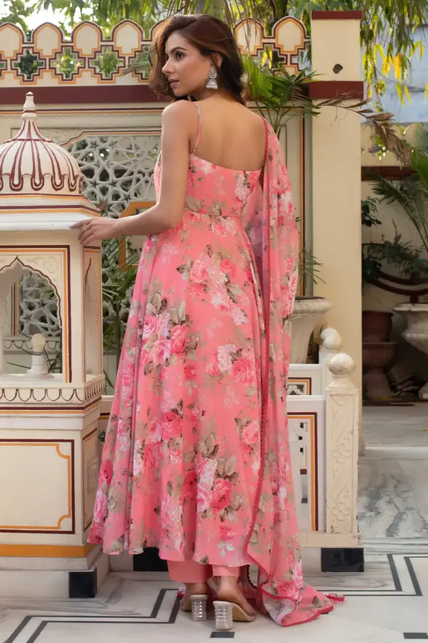Back Detail Showing Dori Work on Anarkali Dress