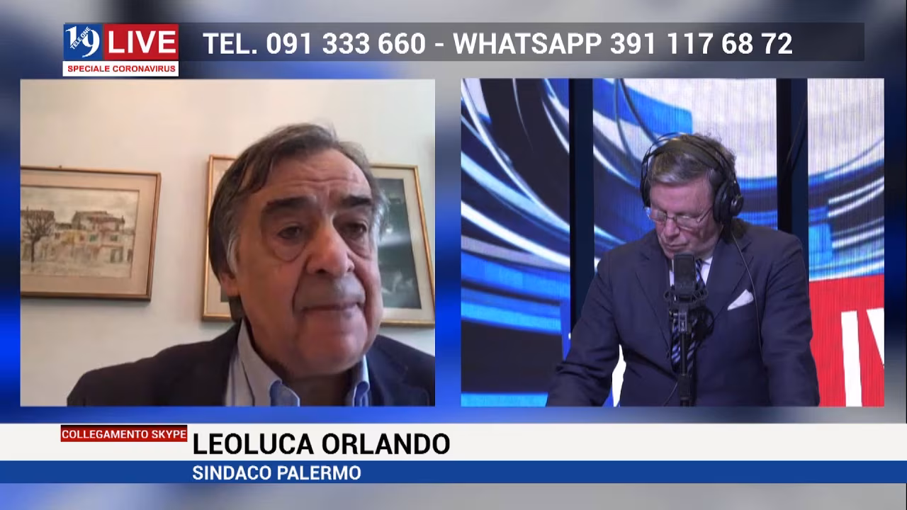 LEOLUCA ORLANDO SINDACO DI PALERMO IN DIRETTA SU TELE ONE IN 19LIVE