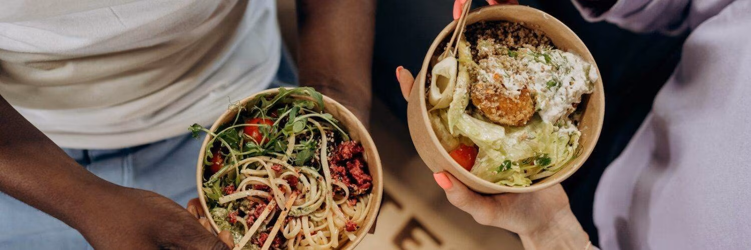 Man And Woman Eating Healthy Food