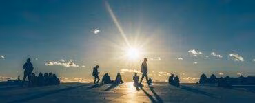 sunset, sun, silhouettes