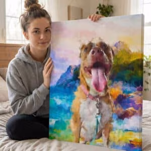 Custom Pet Portrait Canvas, Hand-Painted on Oil Paper, Printed on Museum-Grade Canvas (Dogs, Cats, Memorial Paintings)