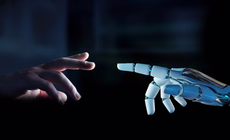 robot interagendo con uomo