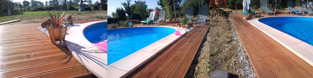 lesena terasa ob bazenu