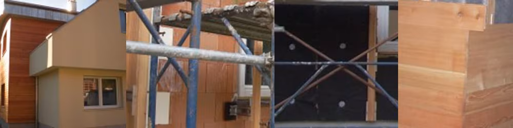 montaža lesene fasade s točkovnim sidranjem