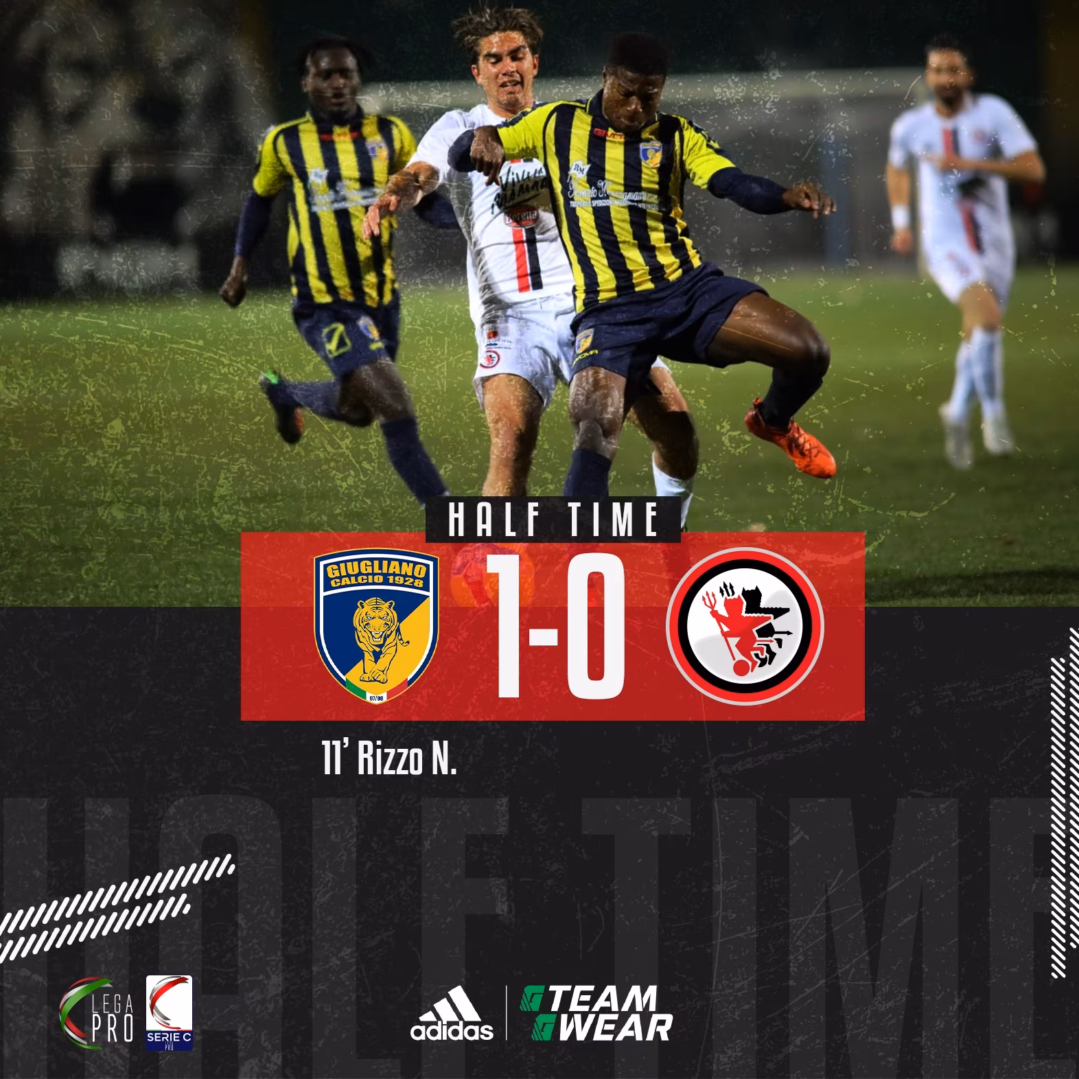 Giugliano-Foggia 1-0 all'intervallo
