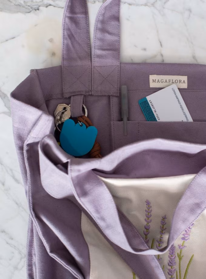 Nakışlı Alışveriş Çantaları- LAVANTA