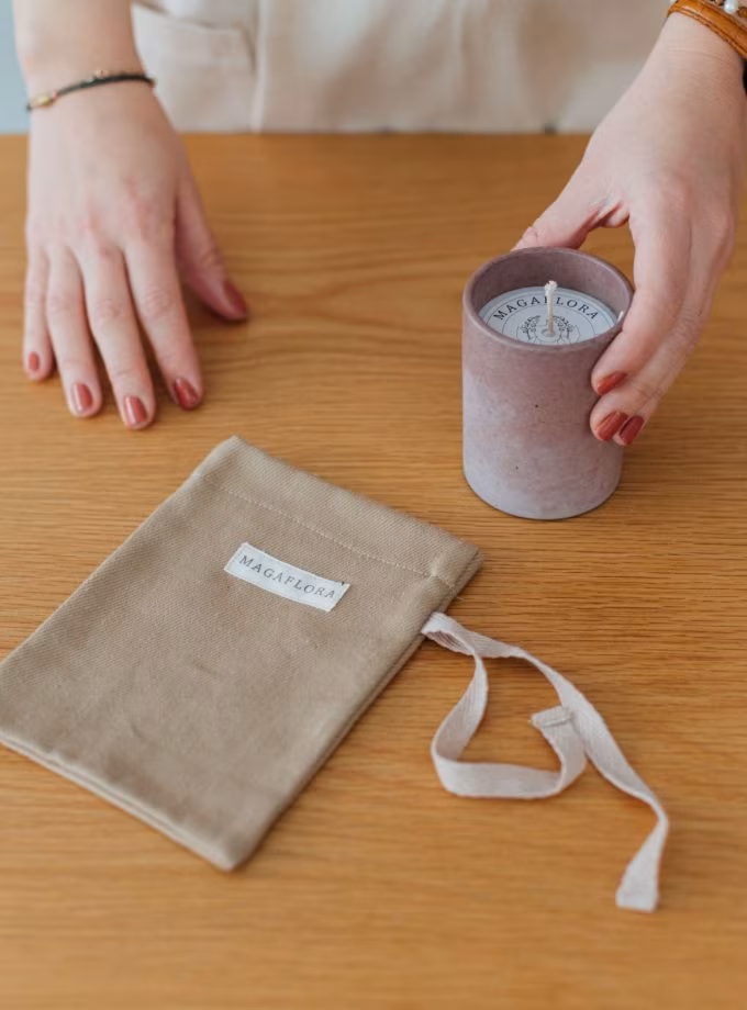 Mor Renkli Beton Bardak Mum - 170 ML