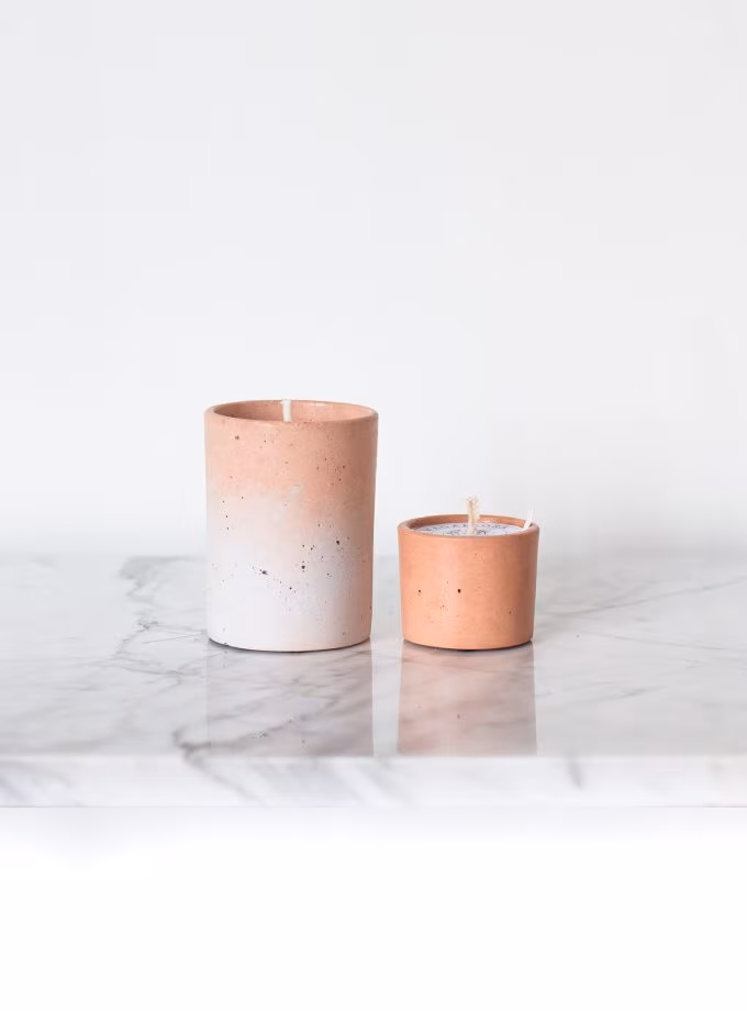 Somon Renkli Beton Bardak Mum - 150 ML