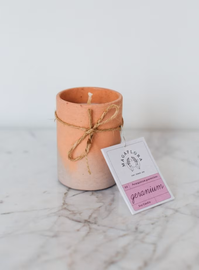 Somon Renkli Beton Bardak Mum - 150 ML