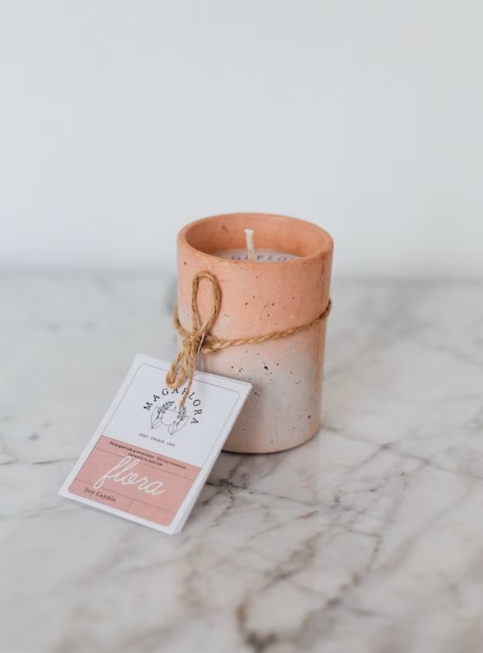 Somon Renkli Beton Bardak Mum - 150 ML