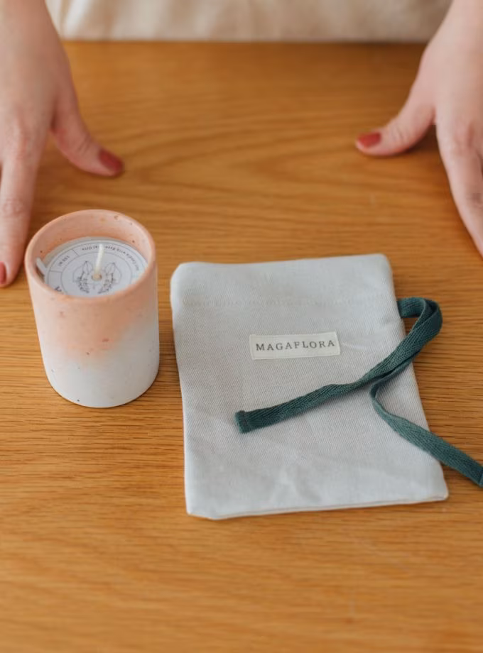 Somon Renkli Beton Bardak Mum - 150 ML