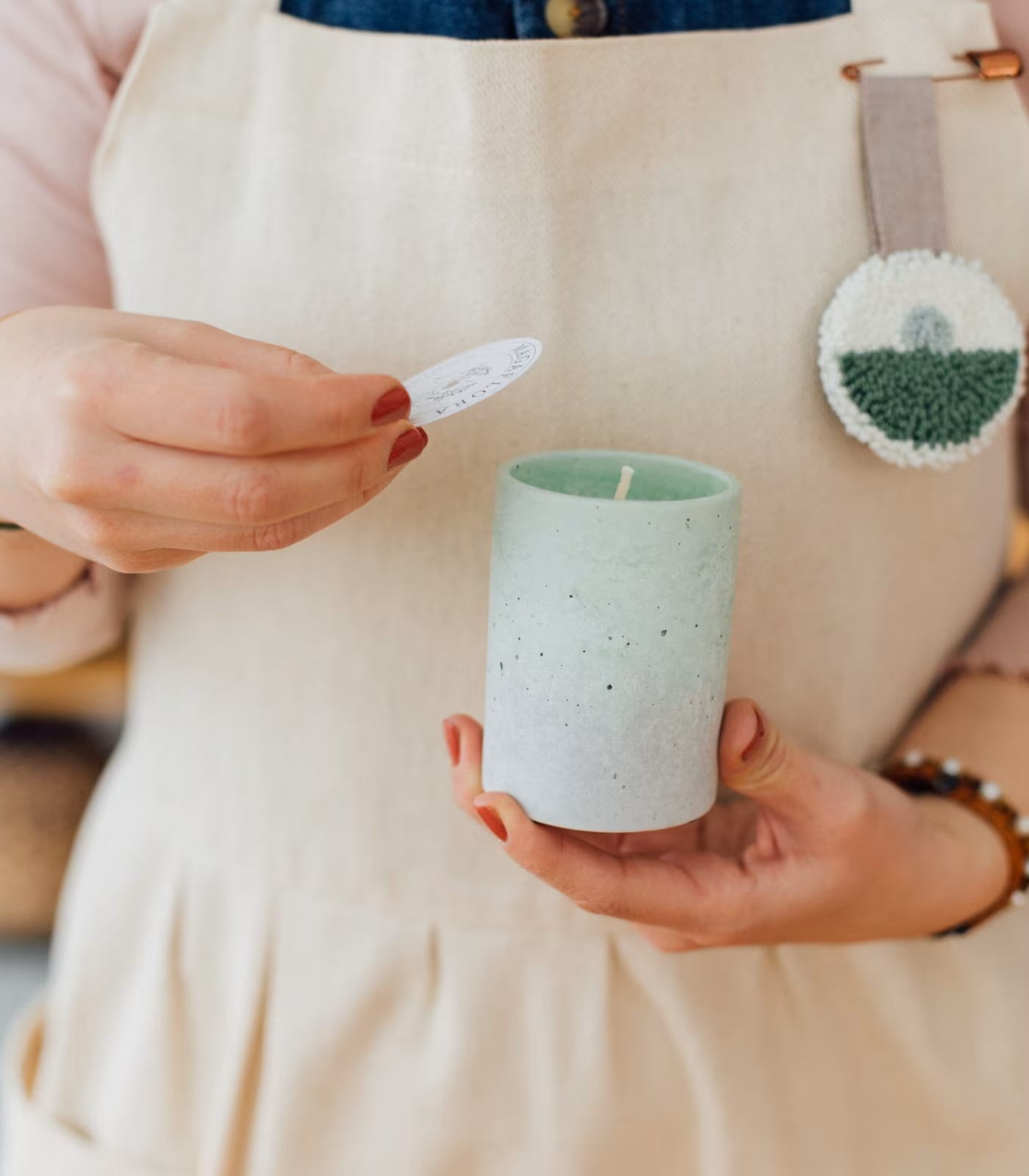 Yeşil Renkli Beton Bardak Mum - 150 ML - Görsel 6