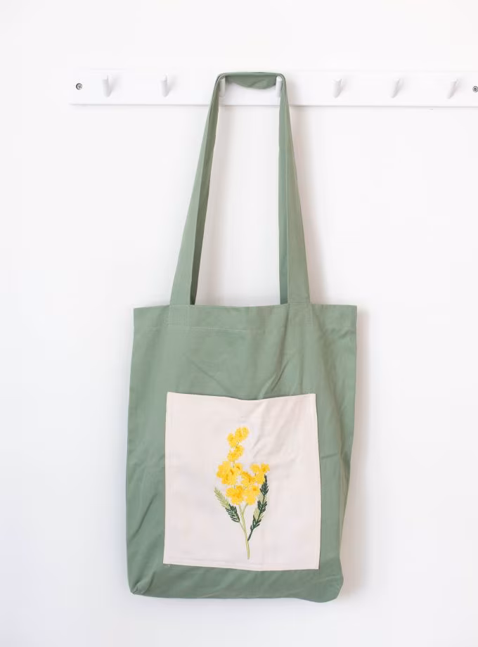 Nakışlı Tek Kollu Alışveriş Çantaları- Mimoza