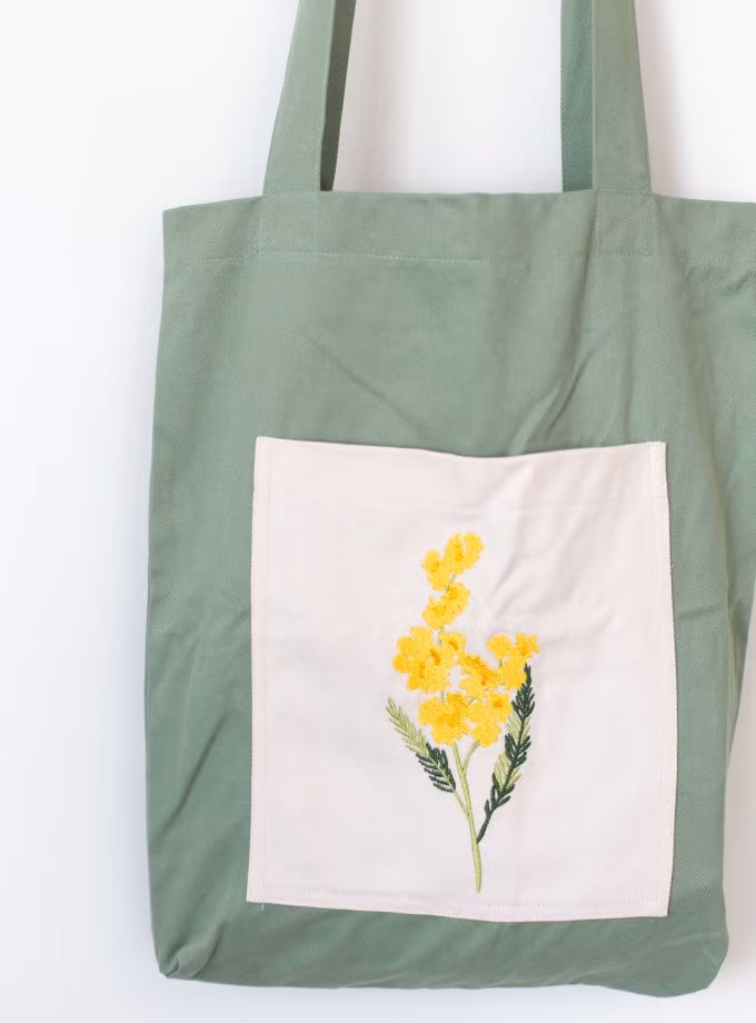 Nakışlı Tek Kollu Alışveriş Çantaları- Mimoza