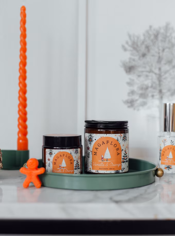 Yeni Yıl Vanilla-Orange Soya Wax Mum