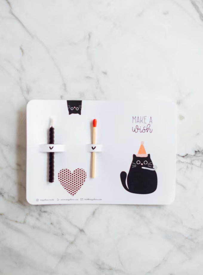 Siyah Kedili Mum Kartı