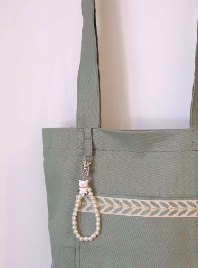 Nakış Şeritli Alışveriş Çantası