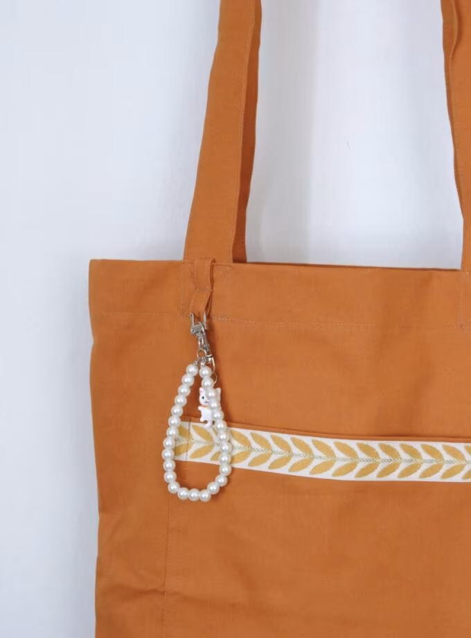 Nakış Şeritli Alışveriş Çantası