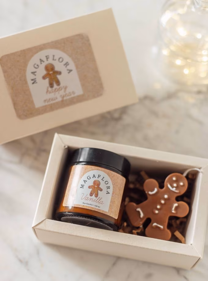 Yeni Yıl Mum ve Zencefilli Kurabiye Adam Hediye kutusu