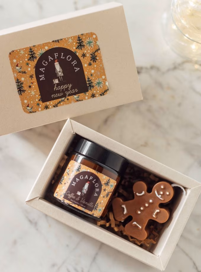 Yeni Yıl Mum ve Zencefilli Kurabiye Adam Hediye kutusu